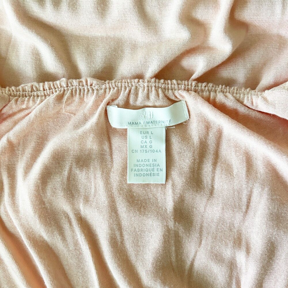 H&M MAMA Long Jersey Maternity Dress (L) in Apricot Ruffle Shoulder Flounce Maxi - Picture 8 of 14